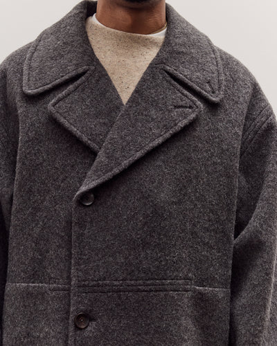 Double Breasted Wool Coat, Charcoal Gray