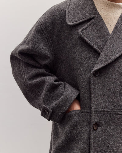 Double Breasted Wool Coat, Charcoal Gray