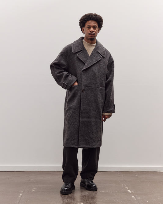Double Breasted Wool Coat, Charcoal Gray