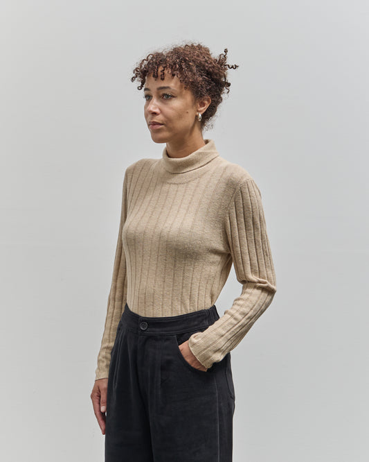 7115 Yak Ribbed Roll-Neck Sweater, Desert Sand