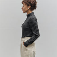 7115 Yak Ribbed Roll-Neck Sweater, Charcoal