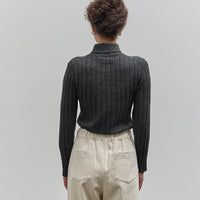 7115 Yak Ribbed Roll-Neck Sweater, Charcoal