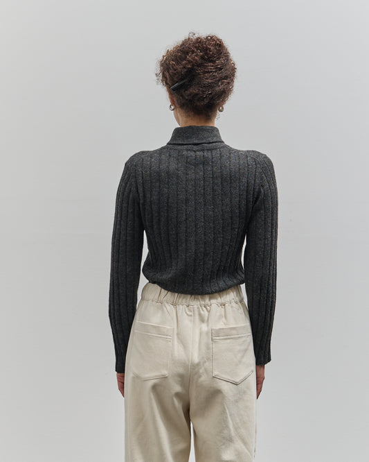 7115 Yak Ribbed Roll-Neck Sweater, Charcoal