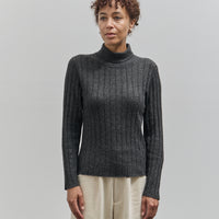 7115 Yak Ribbed Roll-Neck Sweater, Charcoal