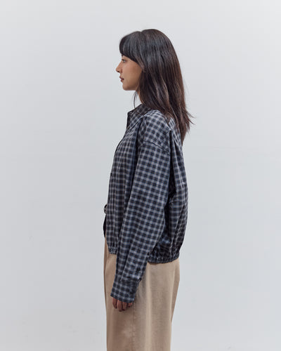 Checked Bomber Shirt, Navy Orange