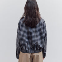 Checked Bomber Shirt, Navy Orange