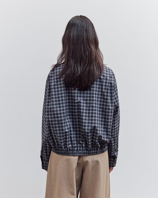 Checked Bomber Shirt, Navy Orange