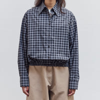 Checked Bomber Shirt, Navy Orange