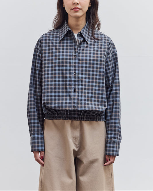 Checked Bomber Shirt, Navy Orange