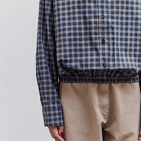 Checked Bomber Shirt, Navy Orange