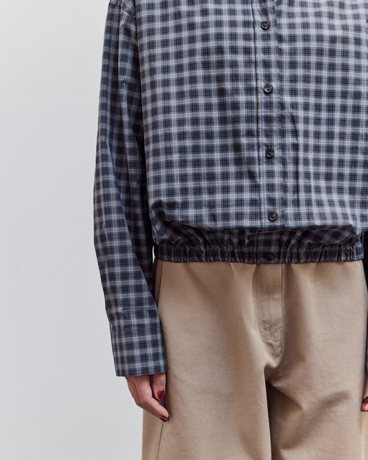 Checked Bomber Shirt, Navy Orange