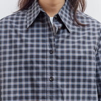 Checked Bomber Shirt, Navy Orange