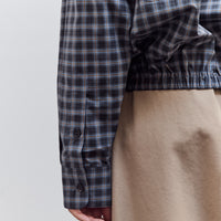Checked Bomber Shirt, Navy Orange