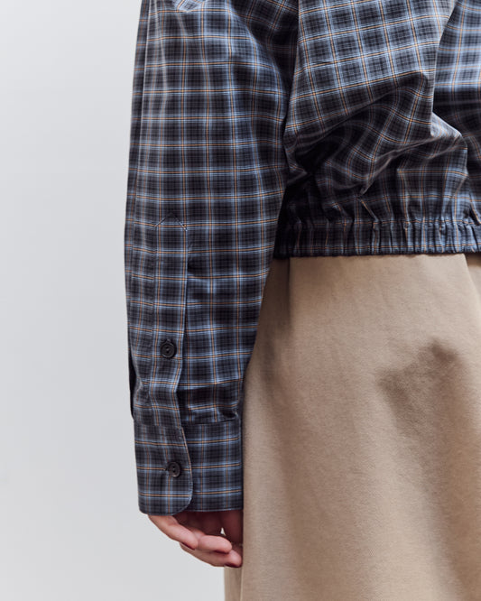 Checked Bomber Shirt, Navy Orange