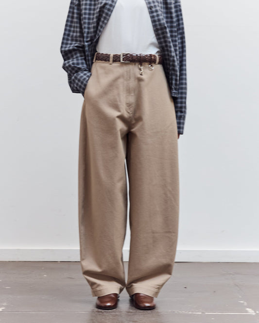 Cotton Curved Pants, Camel