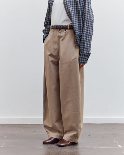 Cotton Curved Pants, Camel