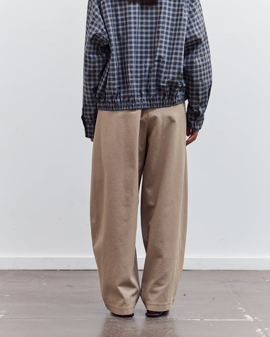 Cotton Curved Pants, Camel