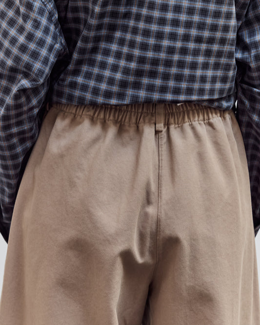 Cotton Curved Pants, Camel