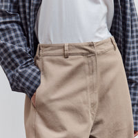 Cotton Curved Pants, Camel
