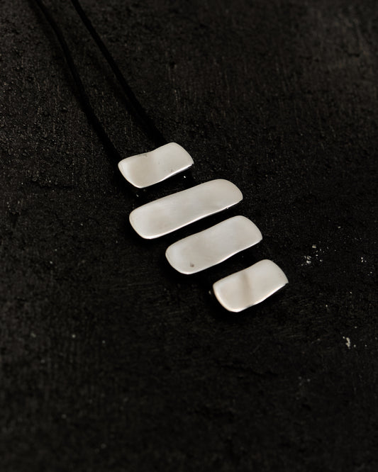 Agmes Ilona Pendant, Sterling Silver / Black Cord