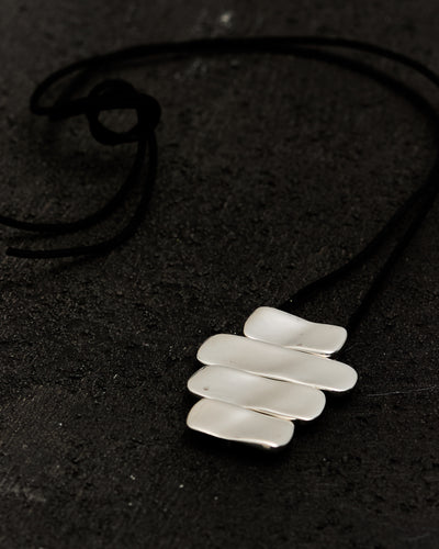 Agmes Ilona Pendant, Sterling Silver / Black Cord