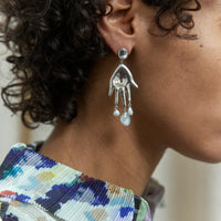 Agmes Lee Earrings, Sterling Silver