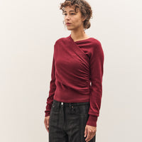 Anggae Eyelet Knit Cross Layered Pullover, Magenta