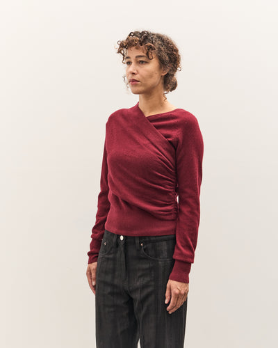 Anggae Eyelet Knit Cross Layered Pullover, Magenta