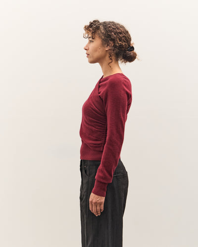 Anggae Eyelet Knit Cross Layered Pullover, Magenta