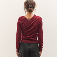 Anggae Eyelet Knit Cross Layered Pullover, Magenta
