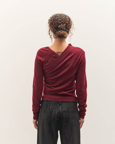 Anggae Eyelet Knit Cross Layered Pullover, Magenta