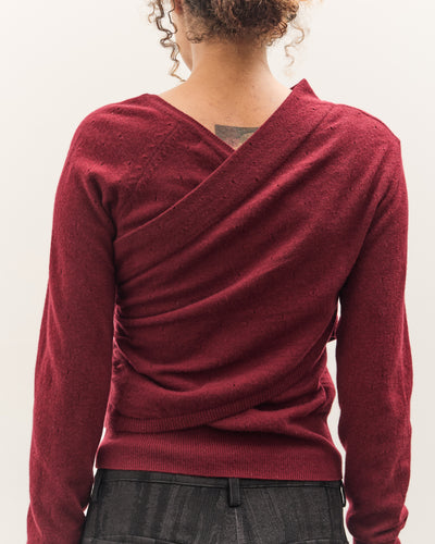 Anggae Eyelet Knit Cross Layered Pullover, Magenta