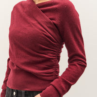 Anggae Eyelet Knit Cross Layered Pullover, Magenta