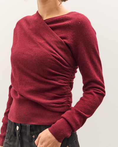 Anggae Eyelet Knit Cross Layered Pullover, Magenta