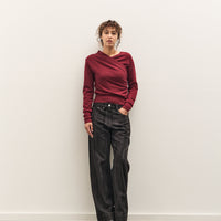 Anggae Eyelet Knit Cross Layered Pullover, Magenta