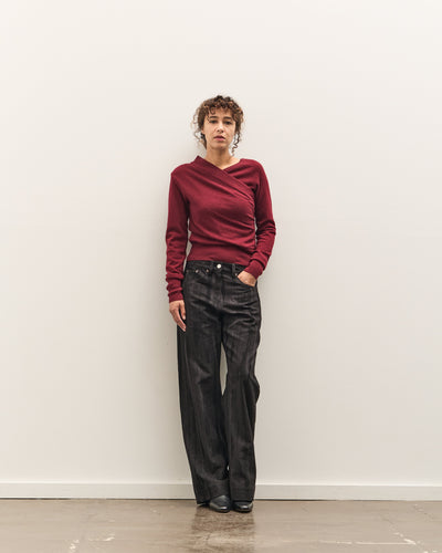 Anggae Eyelet Knit Cross Layered Pullover, Magenta