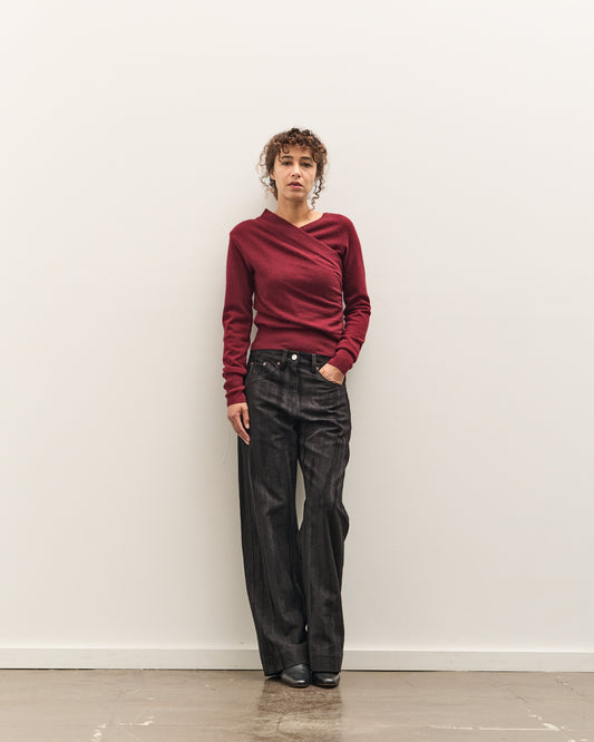 Anggae Eyelet Knit Cross Layered Pullover, Magenta