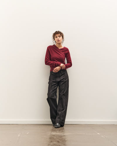 Anggae Eyelet Knit Cross Layered Pullover, Magenta