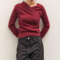 Anggae Eyelet Knit Cross Layered Pullover, Magenta