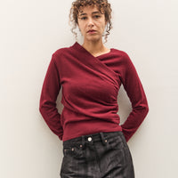 Anggae Eyelet Knit Cross Layered Pullover, Magenta
