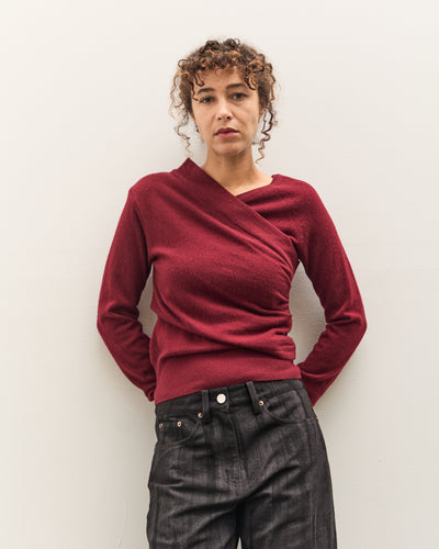 Anggae Eyelet Knit Cross Layered Pullover, Magenta