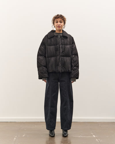 Anggae Jacquard Single Button Puffer, Navy