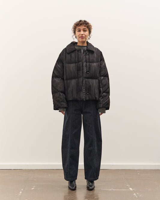 Anggae Jacquard Single Button Puffer, Navy