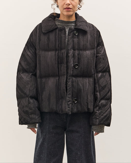 Anggae Jacquard Single Button Puffer, Navy