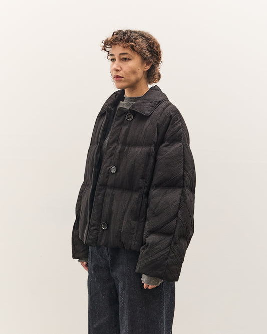 Anggae Jacquard Single Button Puffer, Navy
