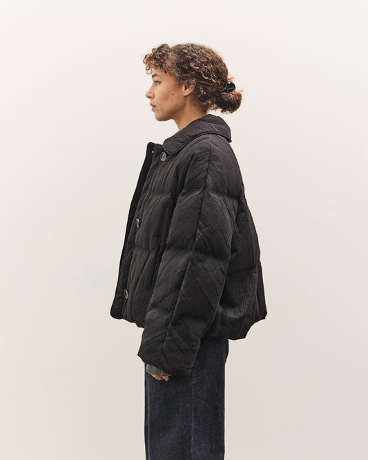 Anggae Jacquard Single Button Puffer, Navy