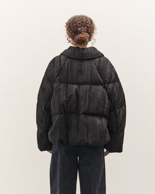Anggae Jacquard Single Button Puffer, Navy
