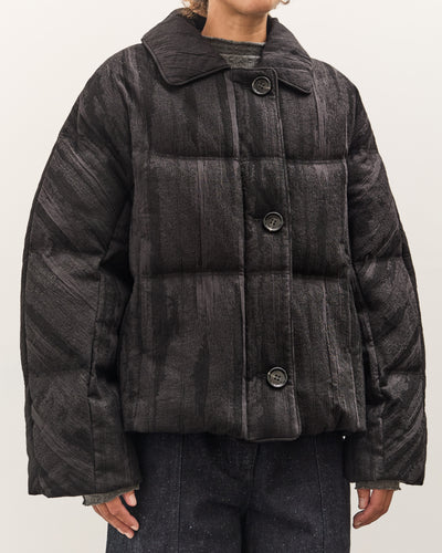 Anggae Jacquard Single Button Puffer, Navy