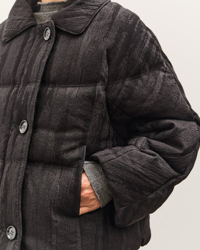 Anggae Jacquard Single Button Puffer, Navy