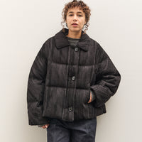 Anggae Jacquard Single Button Puffer, Navy